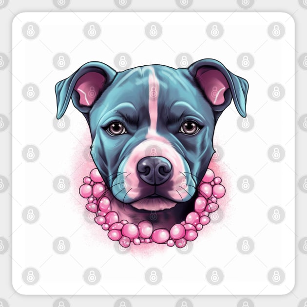 Staffy With Pearls Sticker by Enchanted Reverie